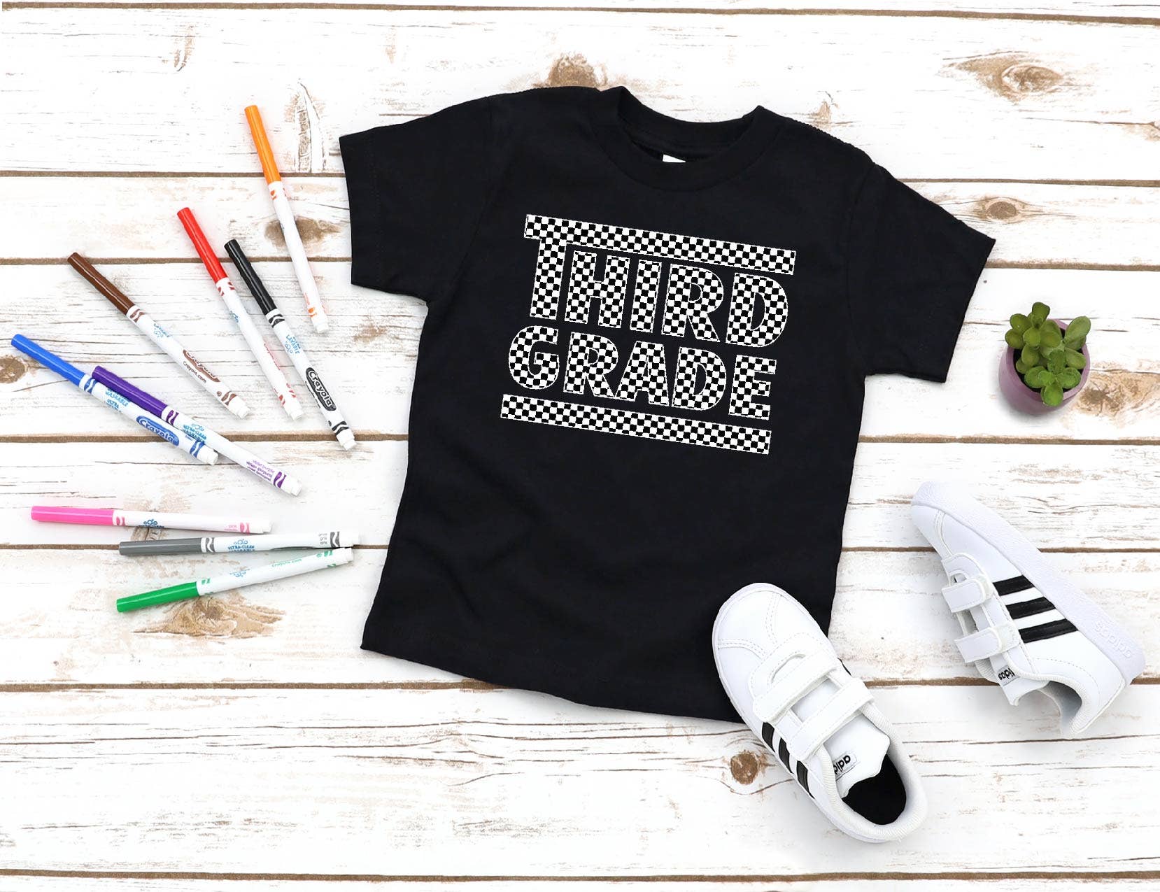 Checkered Third Grade Back To School Tee