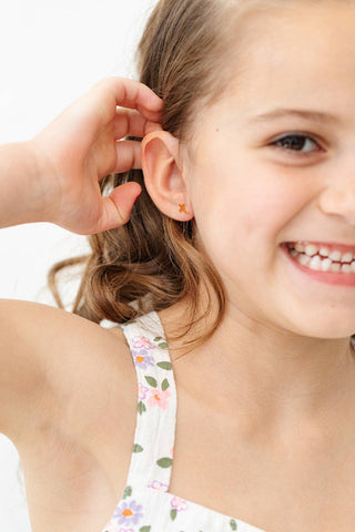 Cross Stud Earrings - Hypoallergenic, Flat Back, Girl Gift