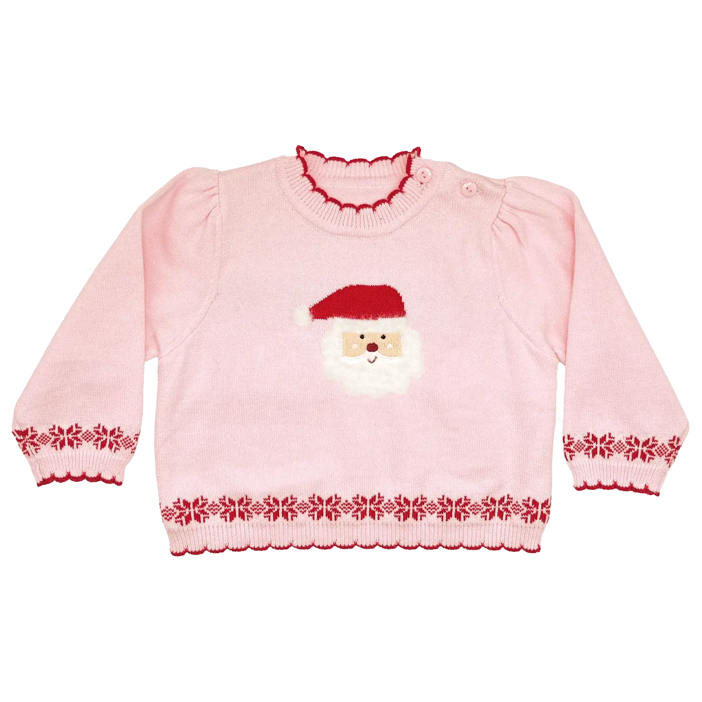 Fuzzy Knit Santa Sweater Pink