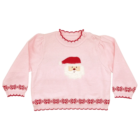 Fuzzy Knit Santa Sweater Pink