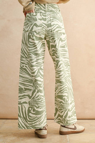 Matcha Zebra Print Stretch Pants