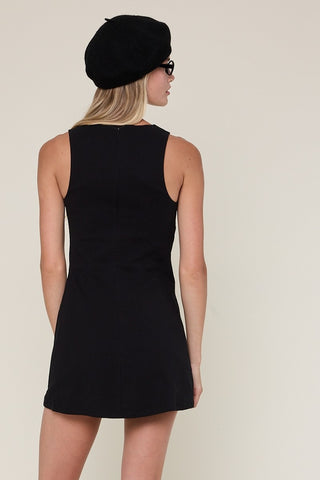 Soft Color Boat Neck Mini Dress