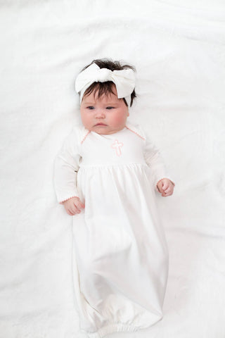 Pink Cross (Easter/Baptism/Christian) Embroidered Gown