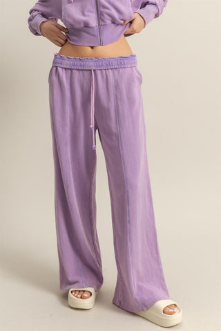 Washed Wide Leg Drawstring Sweatpants