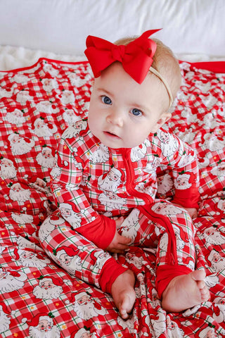 Christmas Bamboo Convertible Zipper Romper | Cozy Claus