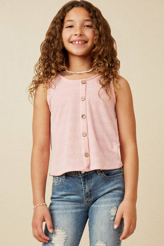 Hayden | Girls Patterned Button Detail Knit Tank