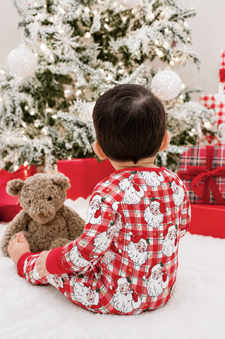 Christmas Bamboo Convertible Zipper Romper | Cozy Claus