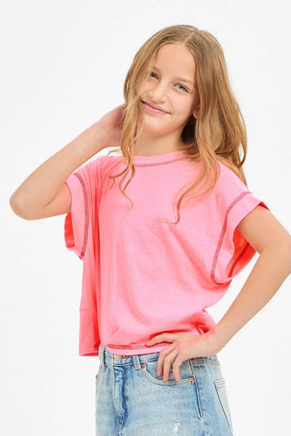 Overlap Open Back Reverse Stitched Top
