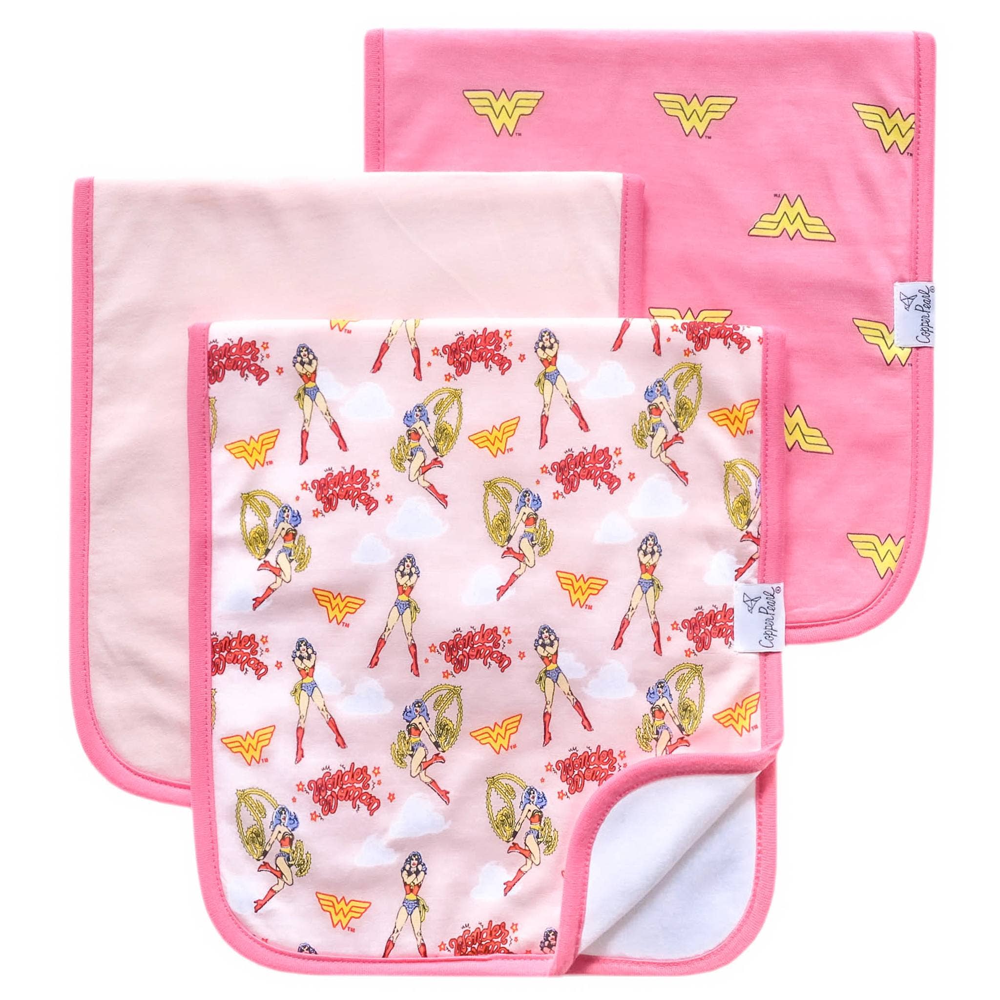 3 Pack Premium Burp Cloths - Wonder Woman