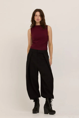 Project Social T | Wyatt Ruched Side Tank in Dark Cherry