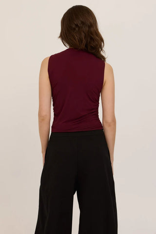 Project Social T | Wyatt Ruched Side Tank in Dark Cherry