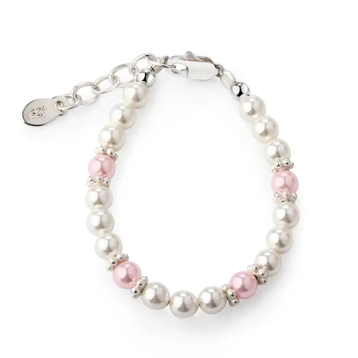 Girls Sterling Silver Pearl Baby Bracelet