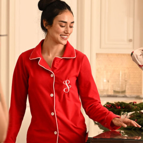 Red Button Down Pajama Set