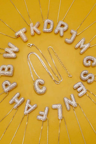 Initial Rhinestone Bubble Necklace