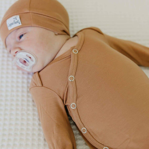Newborn Knotted Gown - Pecan