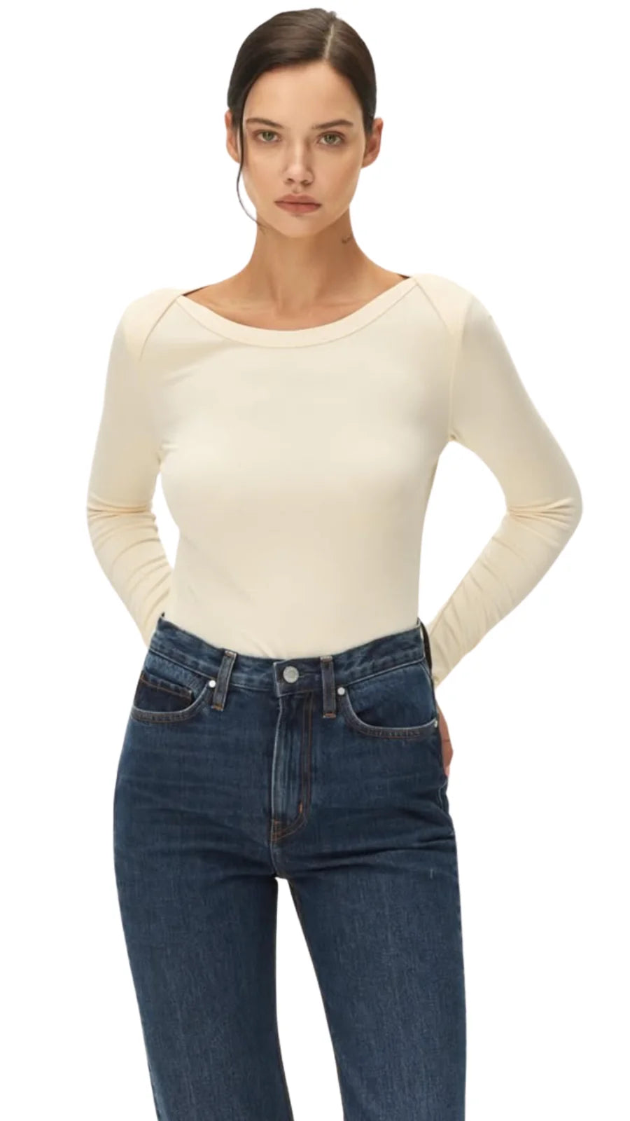 Elodie | Arlette Long Sleeve Top in Cream