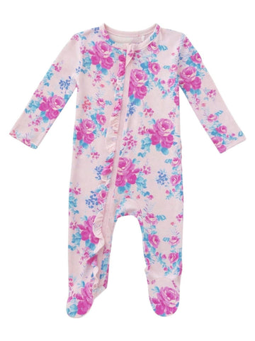 2-Way Zip Ruffle Footie, Garden Secrets