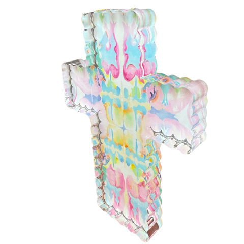 “Pink Kaleidoscope Cross” Acrylic Shelfie