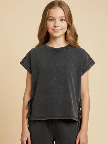 Hayden | Girls Washed Side Bow Set