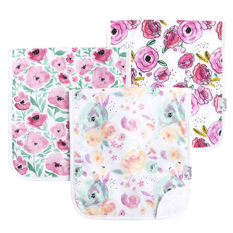 3 Pack Premium Burp Cloths - Bloom