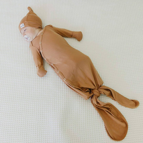 Newborn Knotted Gown - Pecan