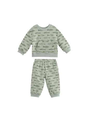 Matthew Long Sleeve Fish Print Sweatshirt and Jogger Set