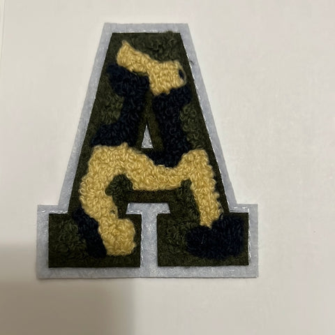 Iron On Patch | 2.75 Inch | Varsity Letter | Camo