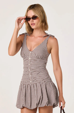 ASTR | Jeliany Dress in Brown Gingham
