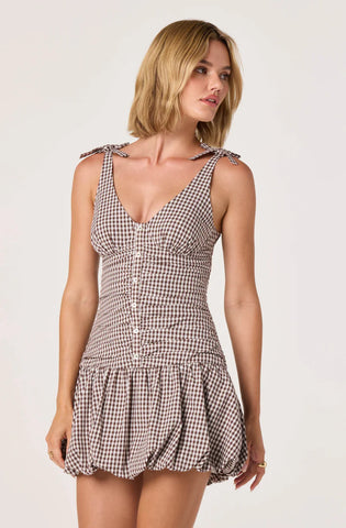 ASTR | Jeliany Dress in Brown Gingham