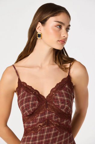 ASTR | Carin Maxi Plaid in Wine Plaid