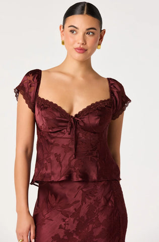 ASTR | Vanessa Floral Cap Sleeve Top in Mulberry