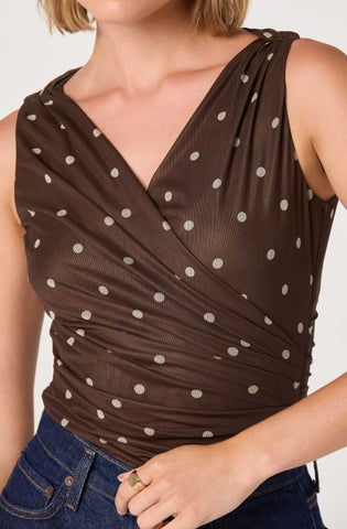 ASTR | Claudia Bodysuit in Brown Polka Dot