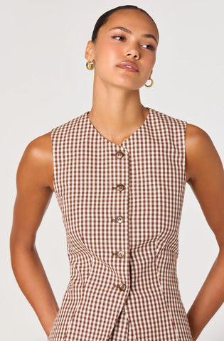 ASTR | Karan Vest in Brown Checker