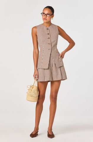 ASTR | Karan Vest in Brown Checker