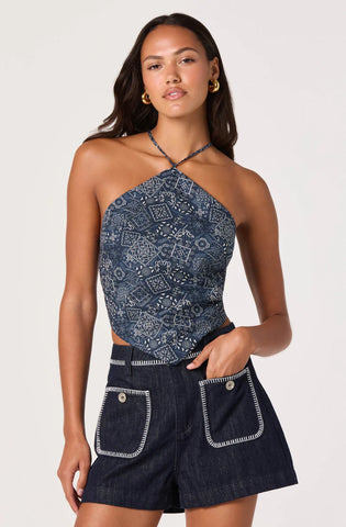 ASTR | Shaniya Top in Navy Bandana