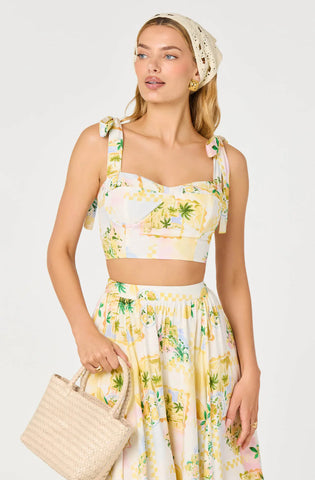 ASTR | Kaleigh Tie-Strap Bustier Top in Lemon Paradise