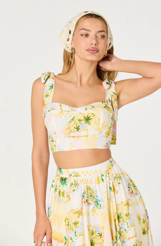 ASTR | Kaleigh Tie-Strap Bustier Top in Lemon Paradise