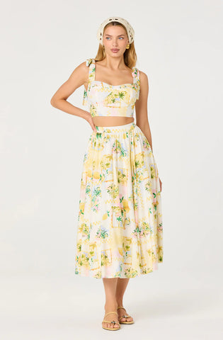 ASTR | Kaleigh Tie-Strap Bustier Top in Lemon Paradise