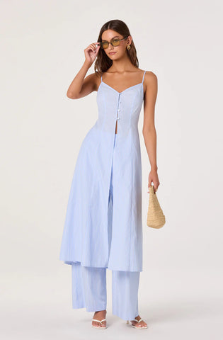 ASTR | Rena Tunic Top inch Blue Pinstripe