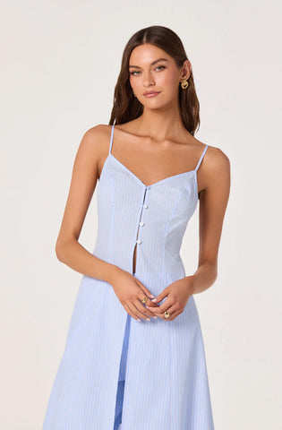 ASTR | Rena Tunic Top inch Blue Pinstripe