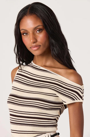 ASTR | Sofia Sweater Top in Cream Brown Stripe