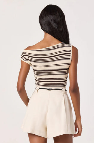 ASTR | Sofia Sweater Top in Cream Brown Stripe
