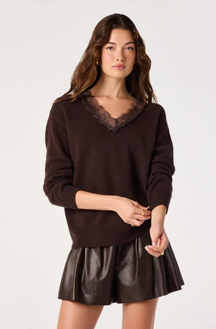 ASTR | Jadyn Lace-Trim V-Neck Sweater