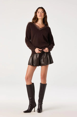 ASTR | Jadyn Lace-Trim V-Neck Sweater