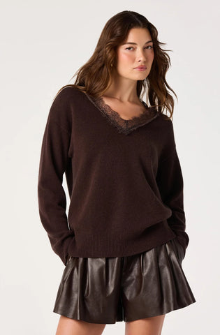 ASTR | Jadyn Lace-Trim V-Neck Sweater