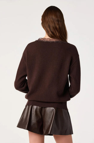 ASTR | Jadyn Lace-Trim V-Neck Sweater