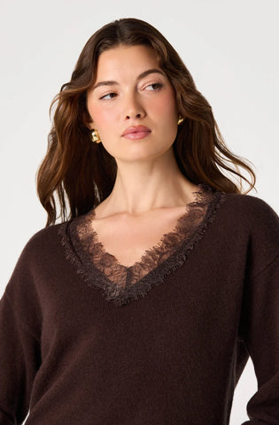 ASTR | Jadyn Lace-Trim V-Neck Sweater