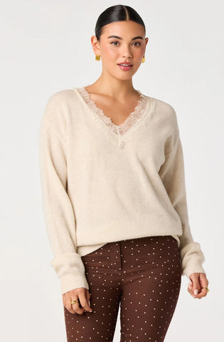 ASTR | Jadyn Lace-Trim V-Neck Sweater