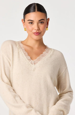 ASTR | Jadyn Lace-Trim V-Neck Sweater