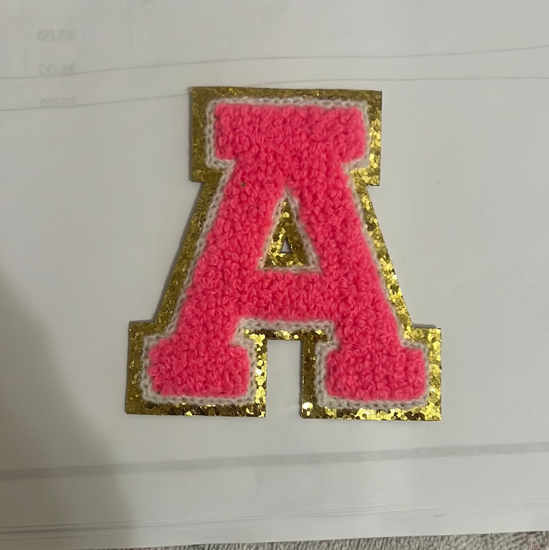 Iron On Patch | 3 Inch Varsity Letter |Hot Pink